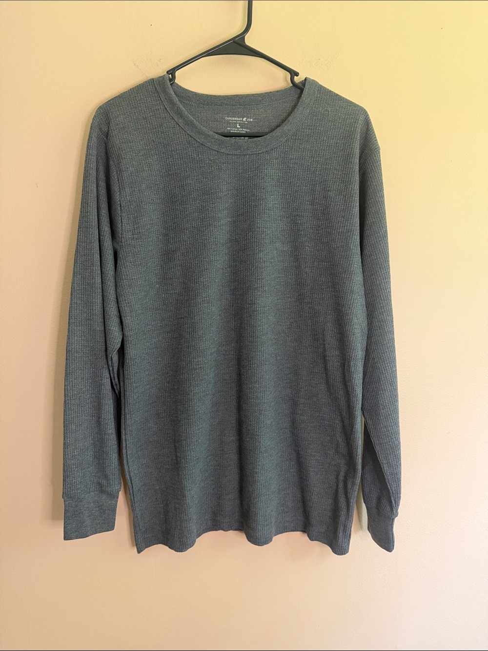 Caribbean Joe Long-Sleeve Thermal Crewneck Shirt - Charcoal Gray